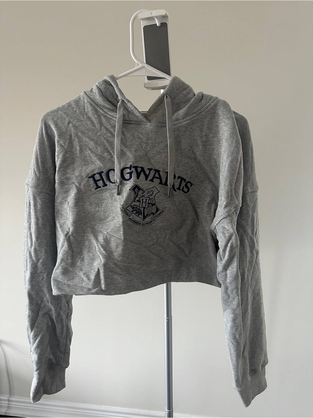 Grey Hogwarts Harry Potter Cropped Hoodie